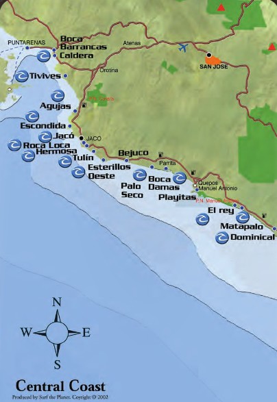 Picos de Surfe no Pacifico Central