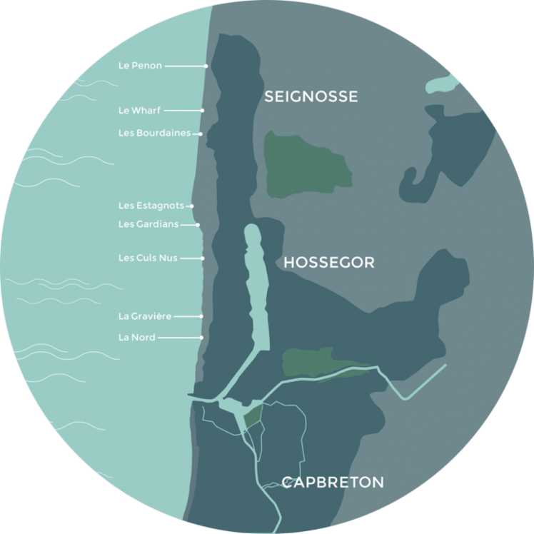 Mapa da região de Hossegor