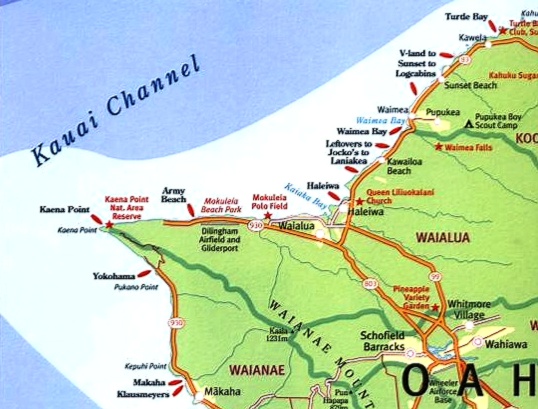 Kaena Point a Haleiwa - Surf Map