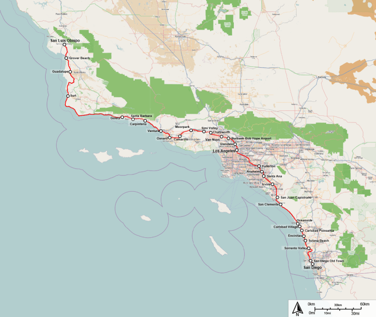 Pacific Surfliner Train Route