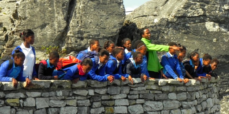 Estudantes na Table Mountain